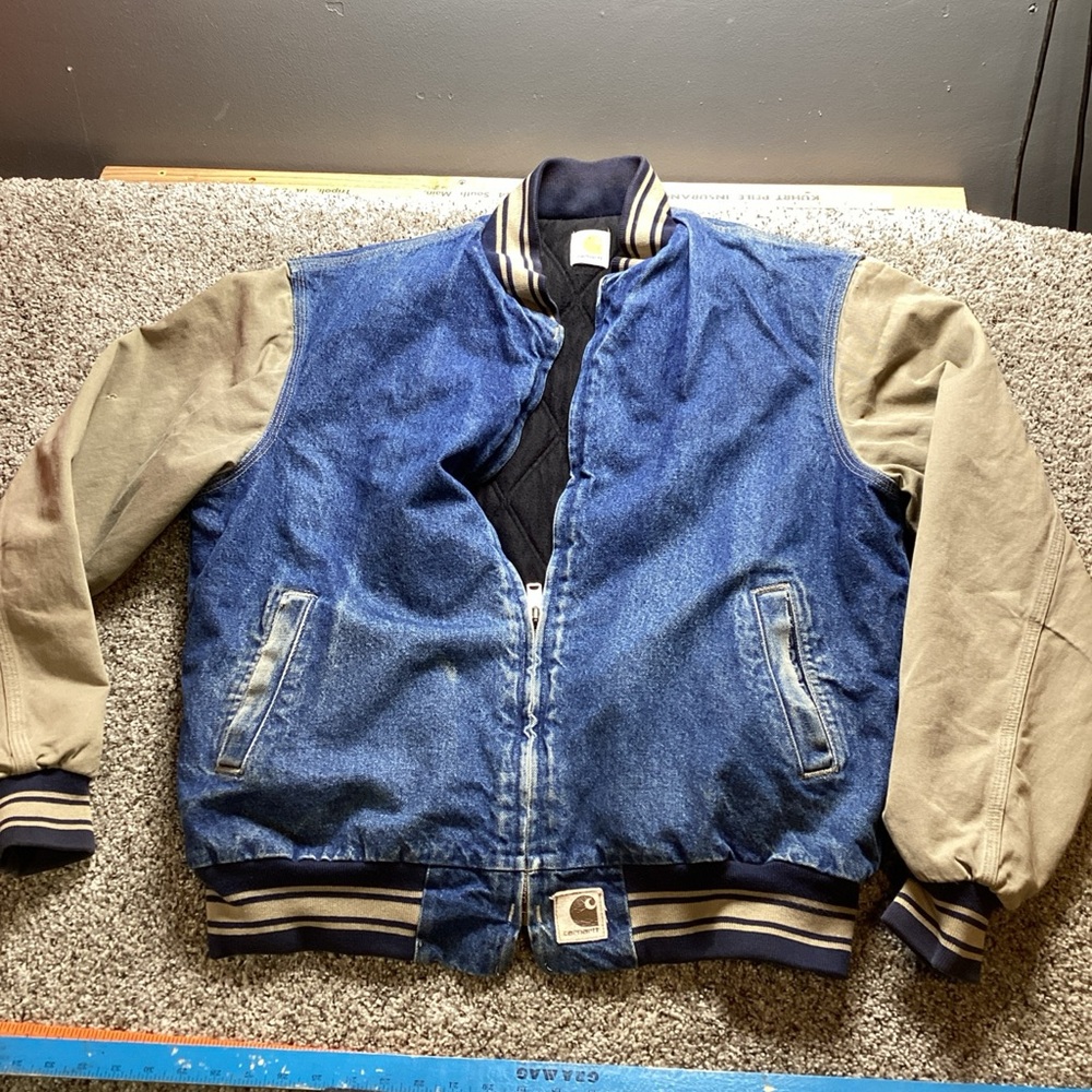 Carhartt Denim and Tan Bomber Jacket